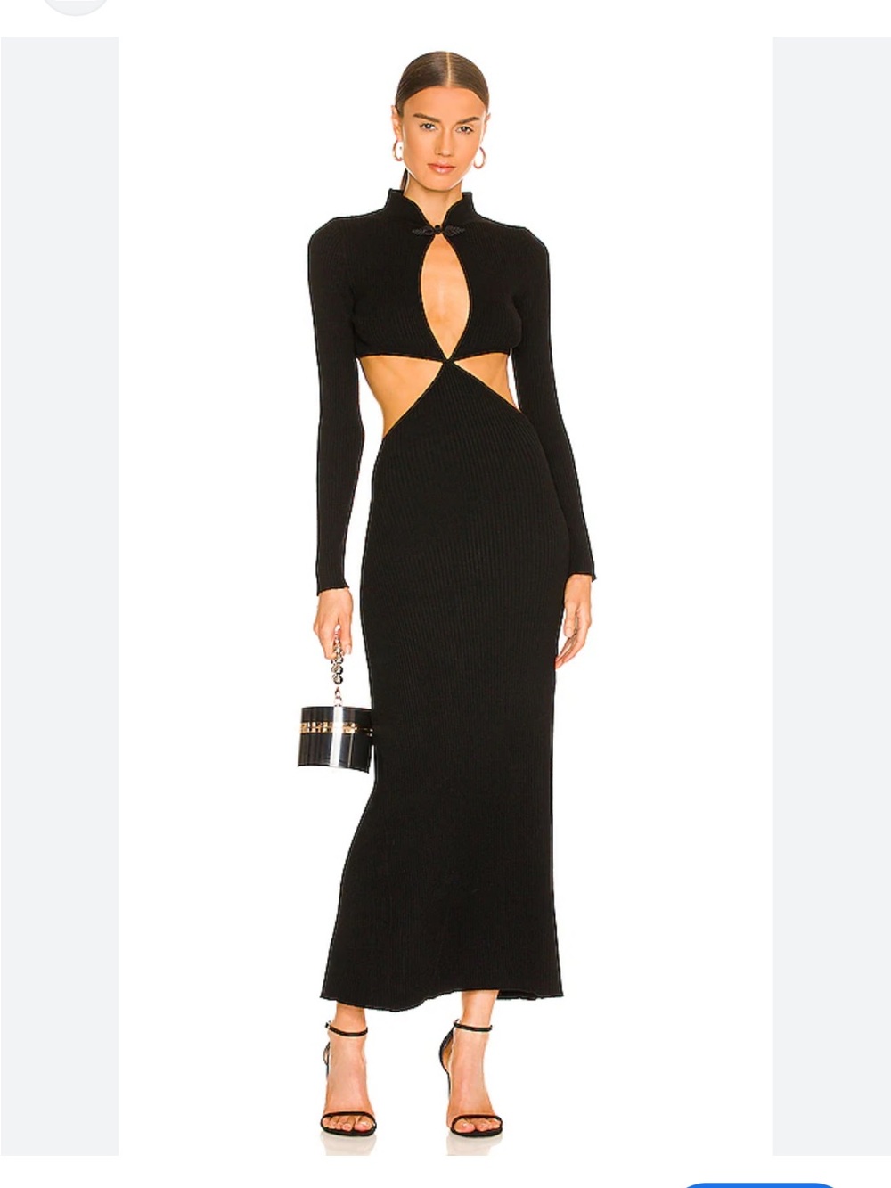 SAU LEE Demi Cut Out Knit Maxi Bodycon Dress Black Size 2
